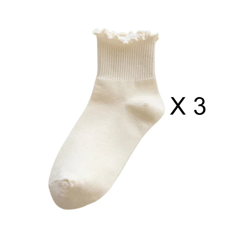 Kit Frufru de Algodão – 3 pares de meias