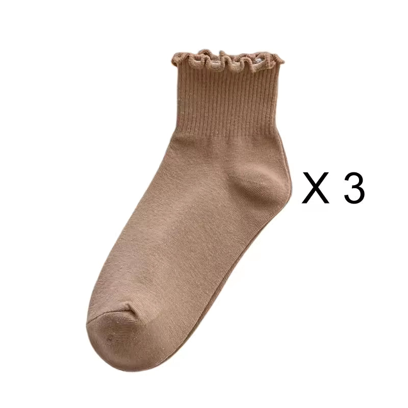 Kit Frufru de Algodão – 3 pares de meias