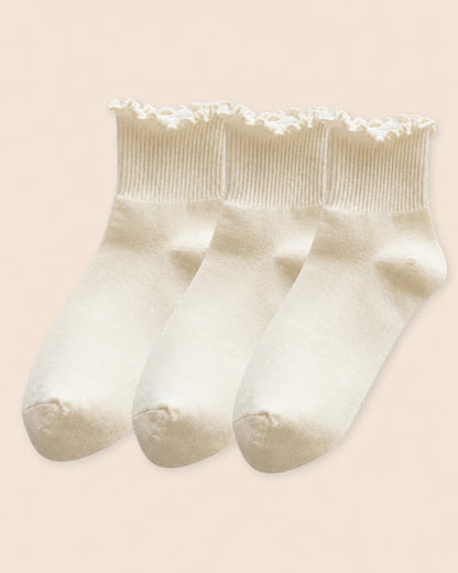 Kit Frufru de Algodão – 3 pares de meias