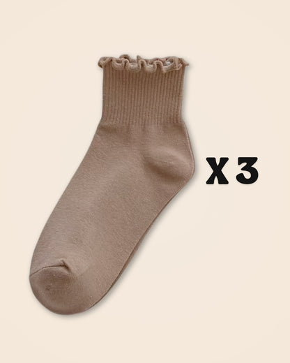 Kit Frufru de Algodão – 3 pares de meias